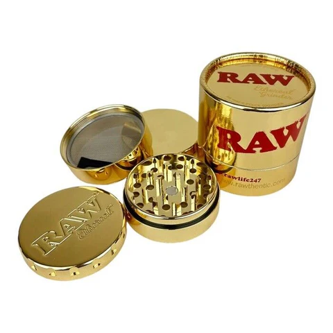 RAW Ethereal – 60mm Gold-Plated 4-Part Herb Grinder